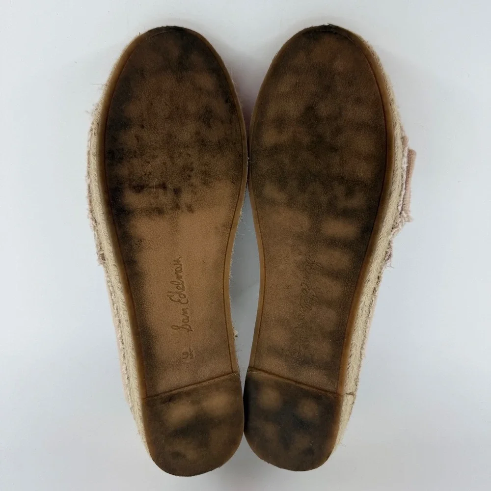 Sam Edelman Cabrera Platform Espadrille Blush Pink Frayed Bow Slip On Shoes‎ 9.5